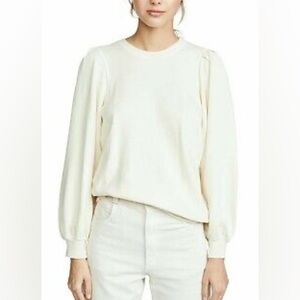The Great Cream Pleat Sleeve Crewneck Sweater sweatshirt size 2 small